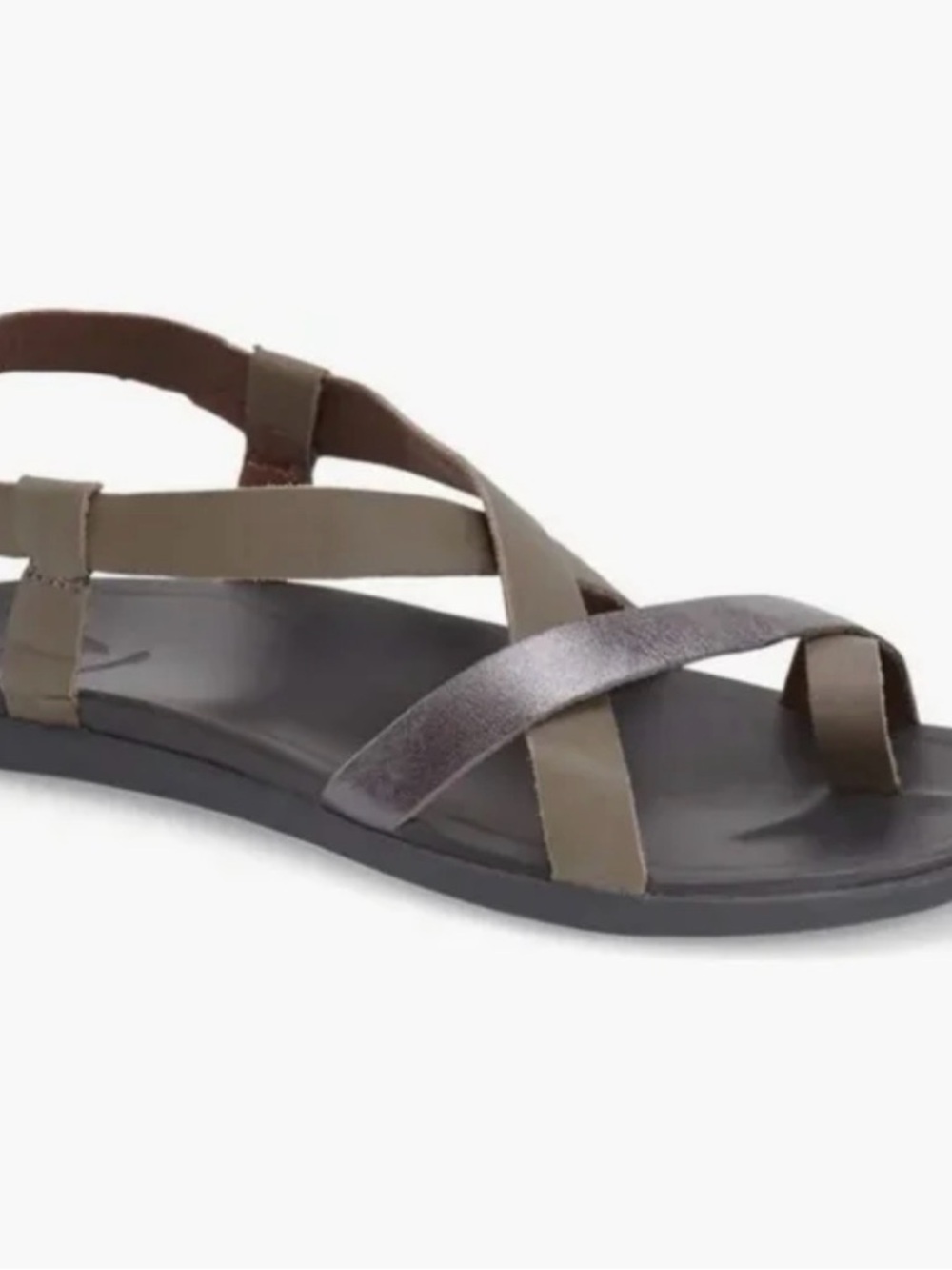 OluKai Metallic Taupe and Silver Cross-Strap Sandals Lightweight Size 9 - Picture 2 of 9